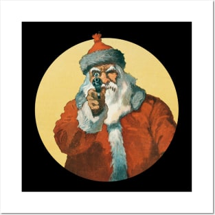 Vintage Angry Santa with Gun Posters and Art